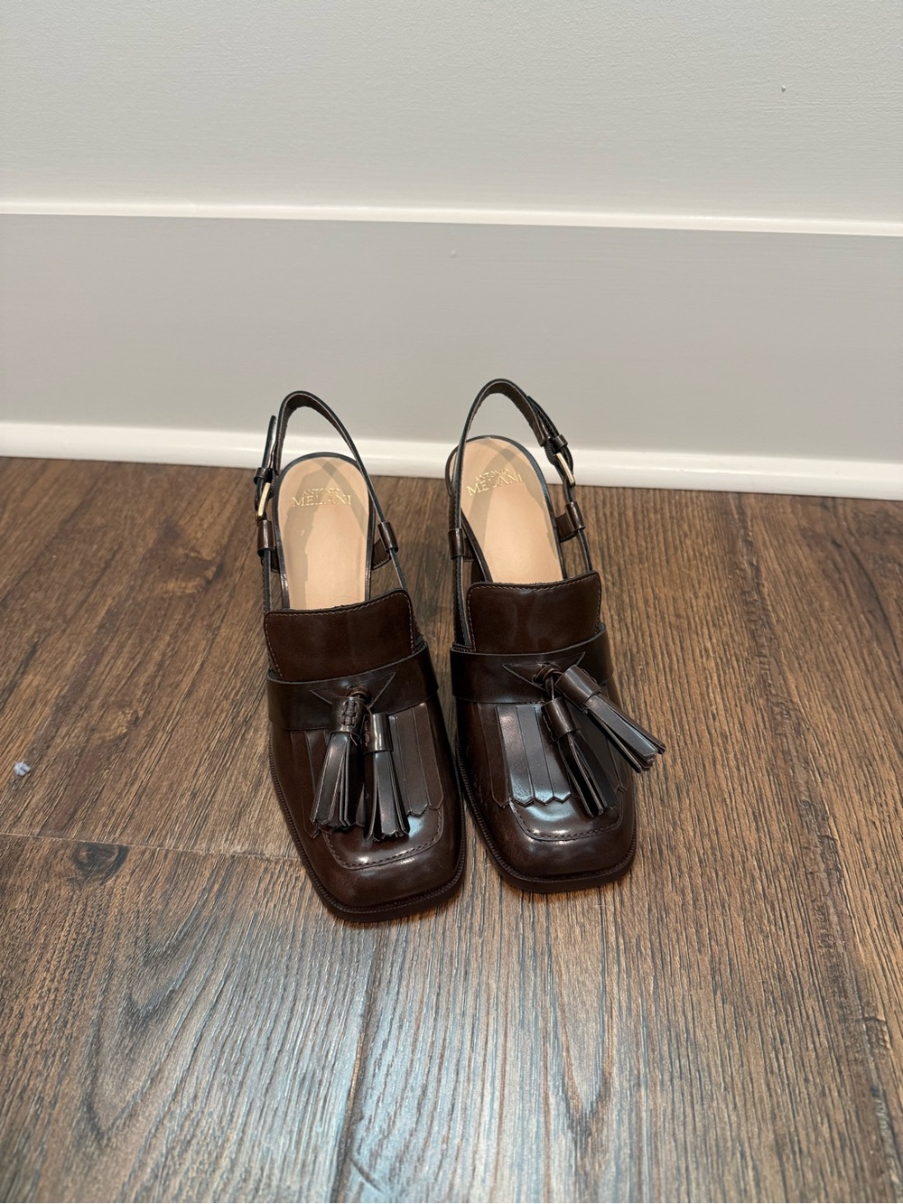 ANTONIO MELANI Dark Brown Tassel Slingback Heels